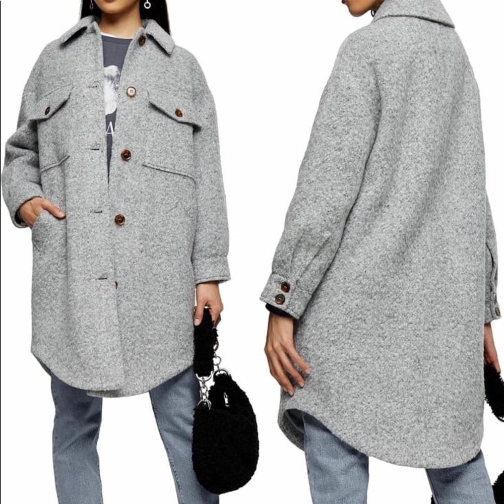 Topshop Cadi Brushed Wool Shirt Jacket (Shacket)